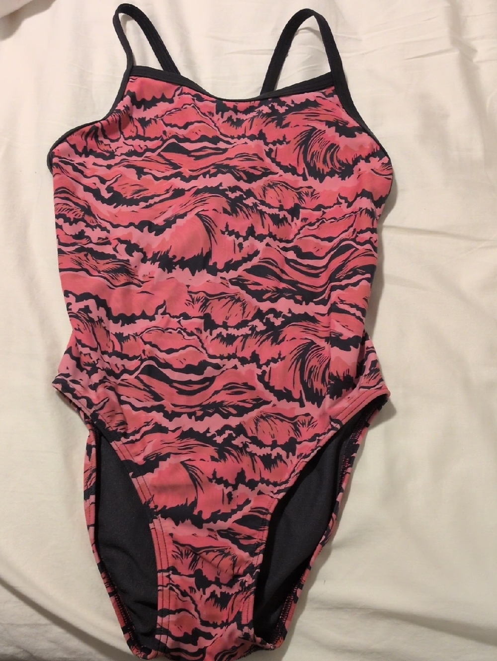 Girls Red & Black Competition One-Piece Swimsuit